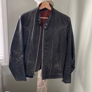 Schott Black vintage leather motorcycle jacket